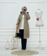 Ribanalı Tesettür Kaban Taş  Taş