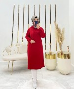 İsabel Tesettür Tunik Kırmızı  Kırmızı