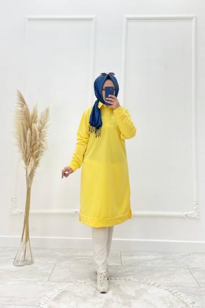 Şahane Tesettür Tunik Sarı