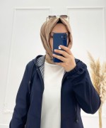 Ela Tesettür Trenç Lacivert  Lacivertt