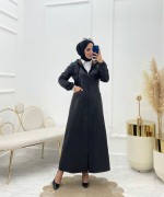 Ebru Tesettür Deri Kap Siyah  Siyah