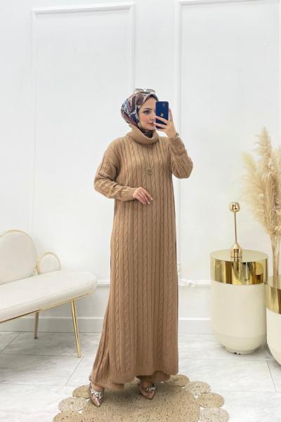 Beyza Tesettür Takım Camel