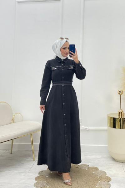 Deniz Tesettür Elbise Siyah