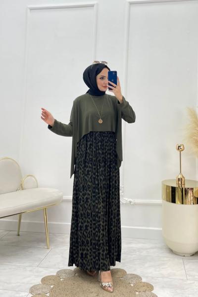 Bella Tesettür Elbise Haki