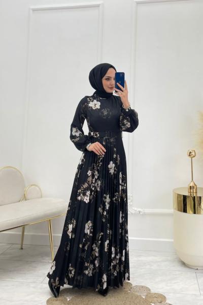Bihter Tesettür Elbise Siyah