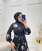 Bihter Tesettür Elbise Siyah  Siyah