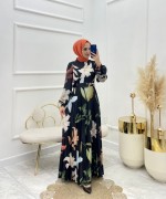 Tarçın Tesettür Elbise Siyah  Siyah