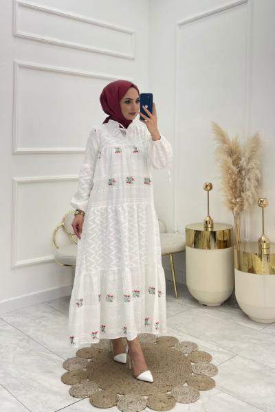 Ezgi Tesettür Elbise Kırmızı