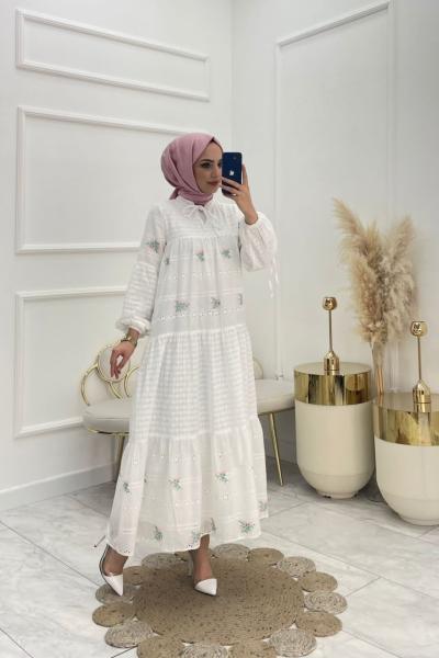 Ezgi Tesettür Elbise Pembe