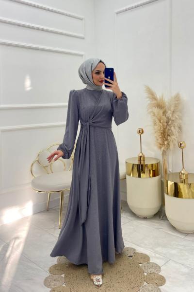 Yaren Tesettür Elbise Gri