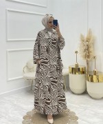 Pelin Tesettür Elbise Kahverengi  Kahverengi