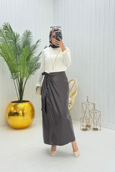 Luna Tesettür Takım Kahverengi