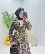 Leopar Desenli Tesettür Kaban  Leopar