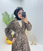 Leopar Desenli Tesettür Kaban  Leopar