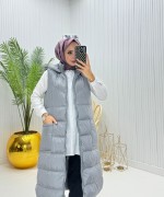 Emel Tesettür Yelek Gri Gri