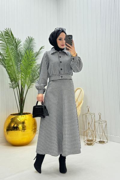 Kaz Ayağı Desen Takım Siyah