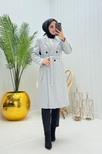 Sevinç Tesettür Kaban Gri
