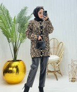 Leopar Tesettür Hırka  Leopar