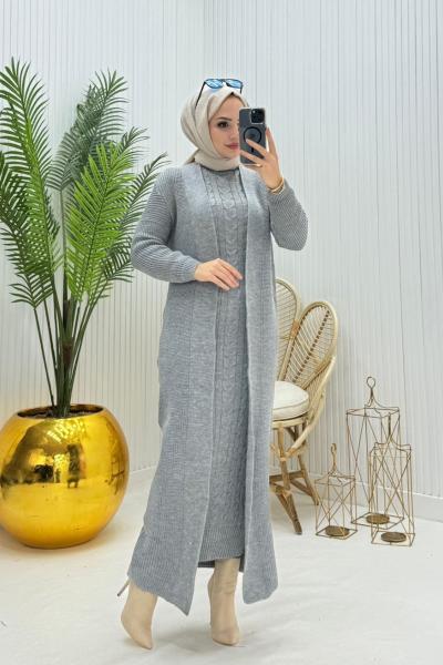 Eda Tesettür Takım Gri