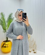 Eda Tesettür Takım Gri Gri