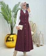 Betty Yelekli Tesettür Takım Bordo Bordo
