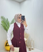 Betty Yelekli Tesettür Takım Bordo Bordo