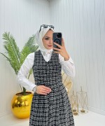 Betty Tesettür Takım Siyah Beyaz  Siyah Beyaz