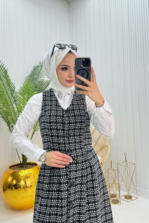 Betty Tesettür Takım Siyah Beyaz