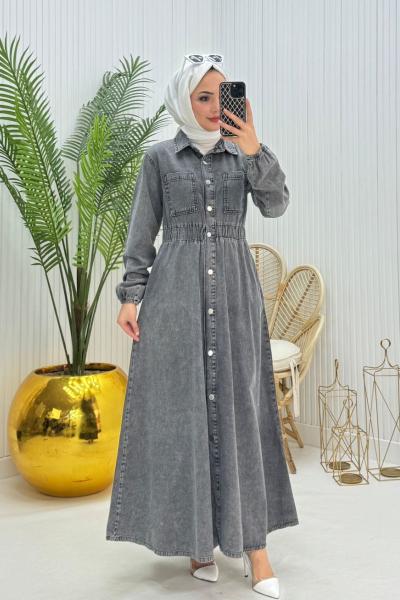 Pervin Tesettür Elbise Siyah