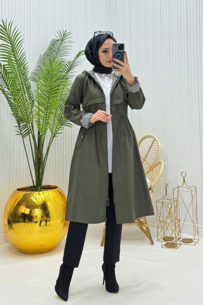 Eva Tesettür Trenç Haki Yeşili