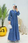 Oya Tesettür Elbise Mavi