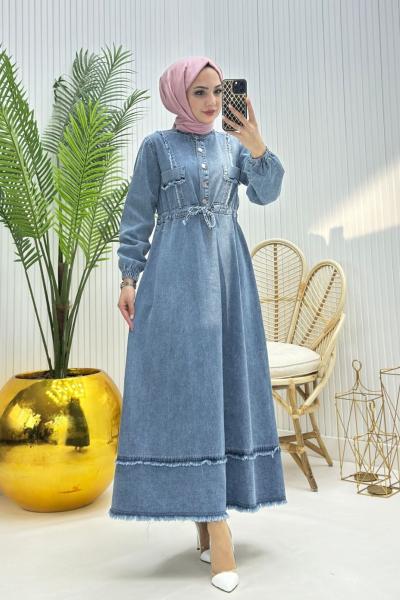 Çisem Tesettür Elbise Mavi