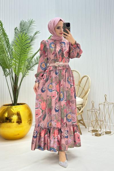 Şeker Tesettür Elbise Gül