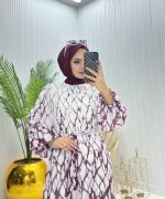 Bahar Teserttür Elbise Bordo Bordo
