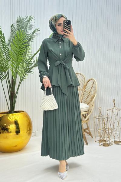 Lal Tesettür Takım Haki Yeşili