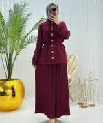 Cevher Tesettür Takım Bordo Bordo