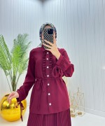 Cevher Tesettür Takım Bordo Bordo