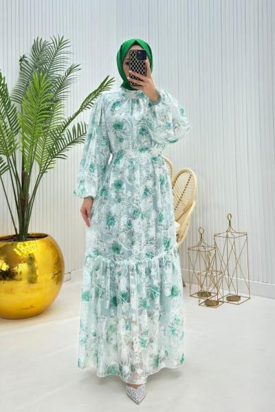 Lavin Tesettür Elbise Yeşil