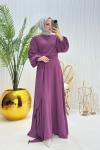 Pırıltı Tesettür Elbise Mor