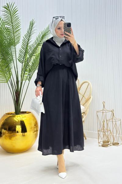Papatya Tesettür Takım Siyah