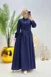 Şahika Tesettür Elbise Lacivert