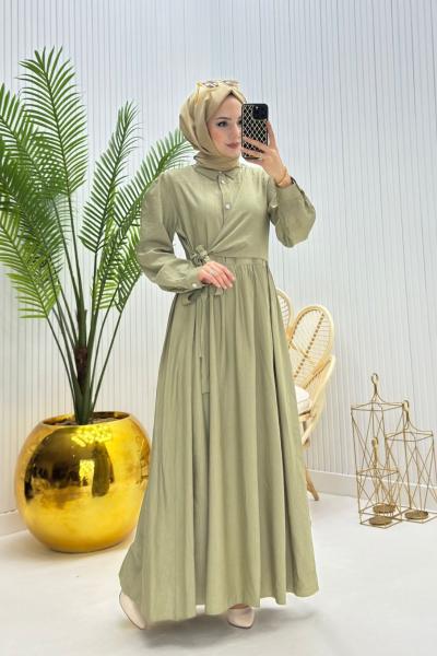 Şahika Tesettür Elbise Yeşil