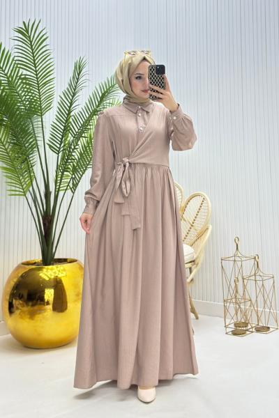 Şahika Tesettür Elbise Vizon