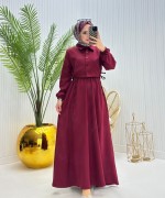 Eylül Tesettür Elbise Bordo Bordo