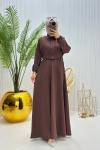 Eylül Tesettür Elbise Kahverengi