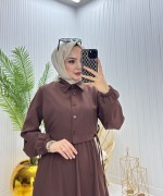Eylül Tesettür Elbise Kahverengi  Kahverengi