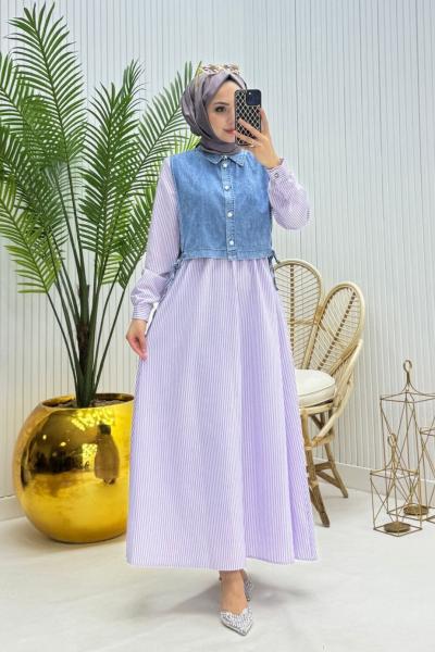 Liya Tesettür Elbise Lila