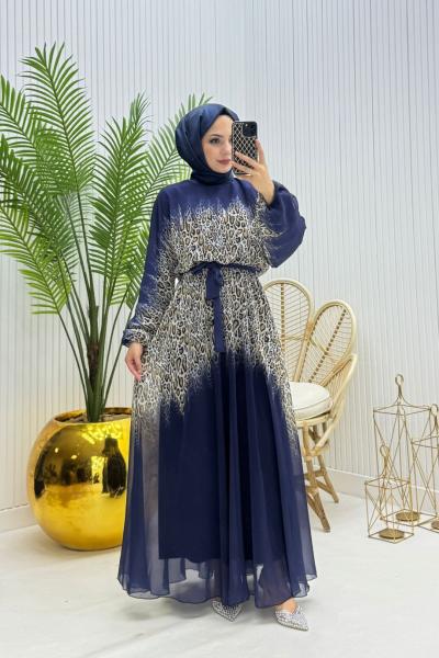 Bonni Tesettür Elbise Lacivert