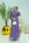 Pera Tesettür Elbise Lila