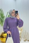 Pera Tesettür Elbise Lila